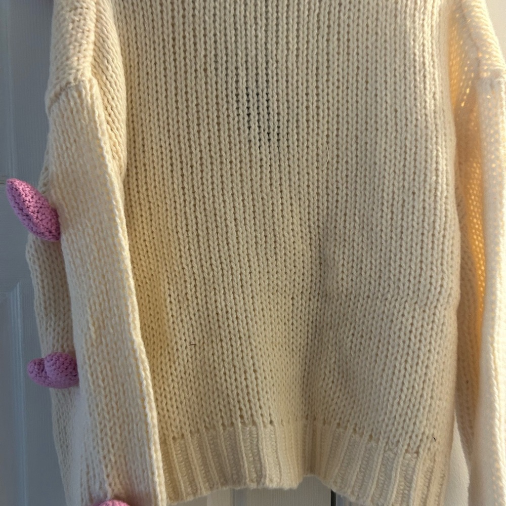 NWT ROFFE pink heart 🩷 appliqué cardigan sweater. - Picture 4 of 16